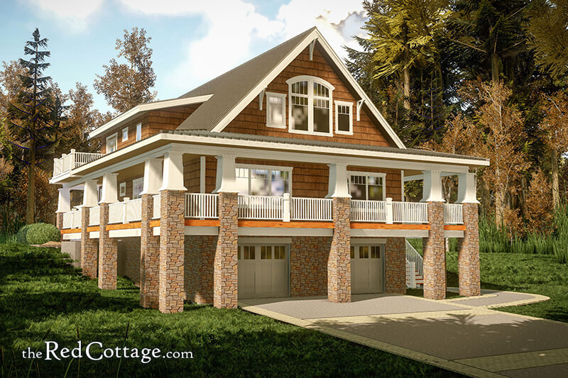 Lake Bungalow House Plans The Red, Lakefront Bungalow House Plans
